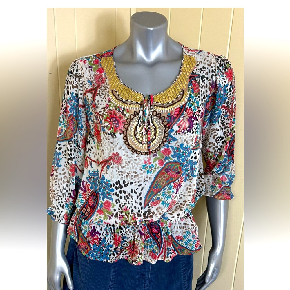 Valerie Steven’s women’s boho beaded blouse